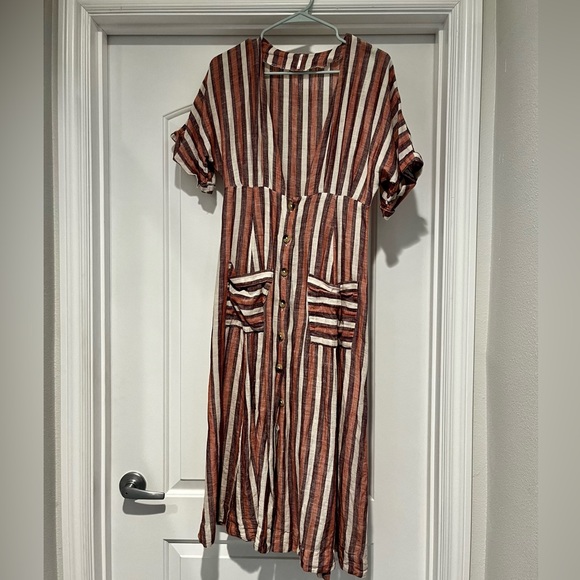 Free People Monday striped linen Midi Dress - XS - Picture 2 of 5